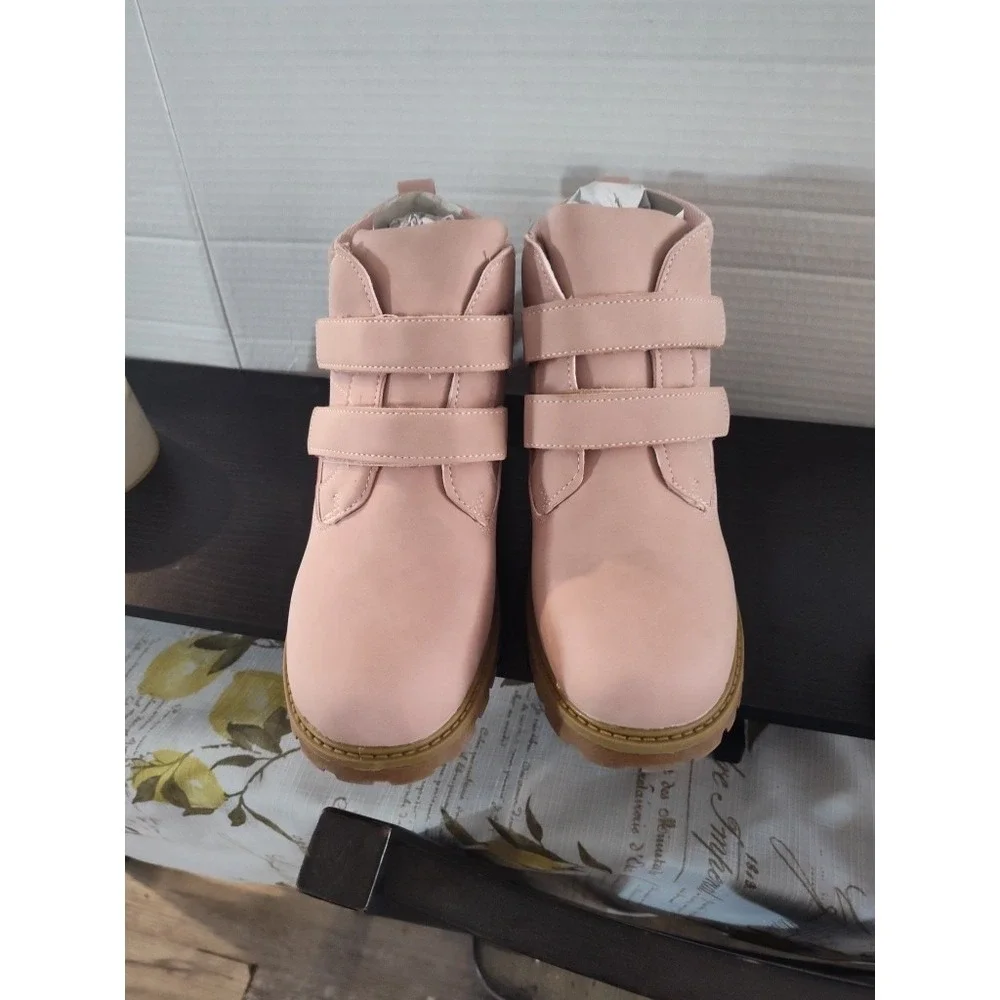 Tobfis Big Kids Waterproof Strap‎ Work Boots, Pink,  6M US